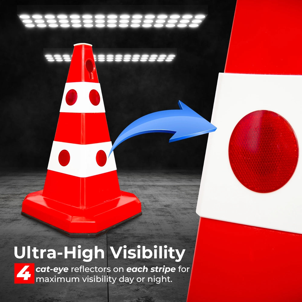 62cm red traffic cone with cat eye