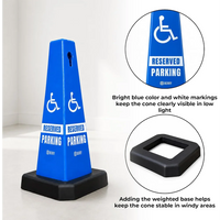 blue accessible parking cone with weighted base for reserved parking spaces