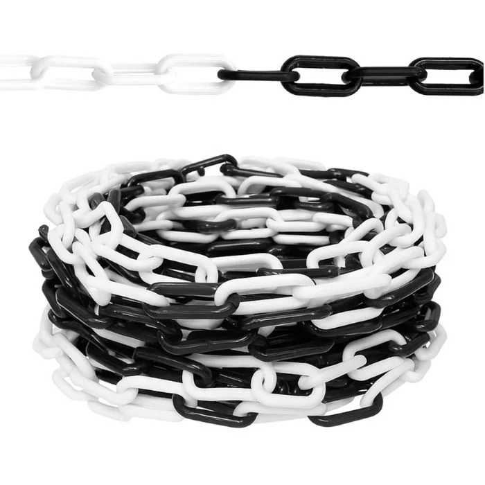 25 Meter Plastic Chain Barrier - White & Black