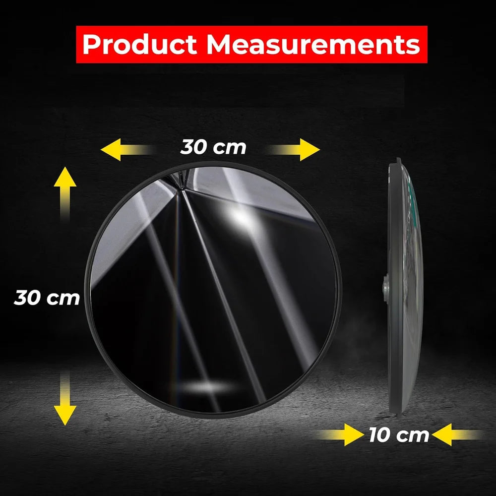 black convex mirror for blind spot awareness and collision prevention
