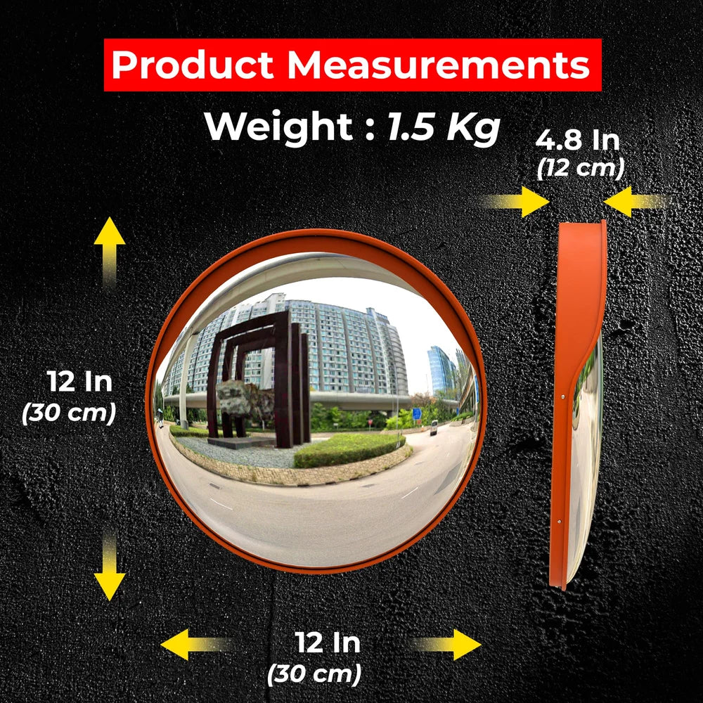 convex mirror for blind spot monitoring and collision prevention