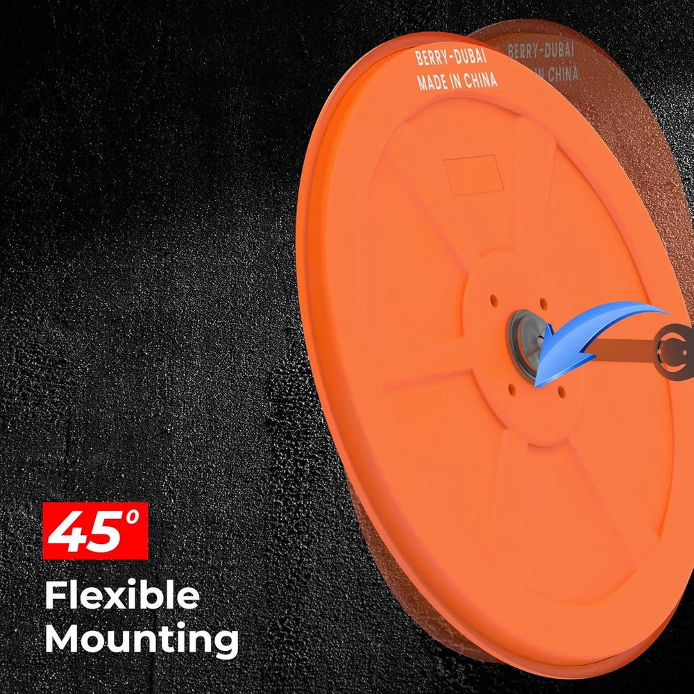 orange indoor convex mirror for blind spot awareness and protection