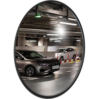 black convex safety mirror with wide angle view for enhanced visibility