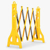 Expandable Mobile Safety Barrier – Yellow and Black Folding Barrier with Reflective Strips and Water-Fillable Base for Crowd Control