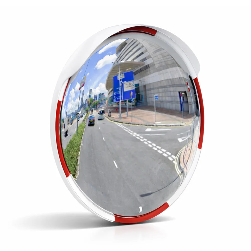 black convex safety mirror for indoor and outdoor facility monitoring and visibility
