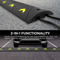 floor cable ramp with two channels for organized cable protection