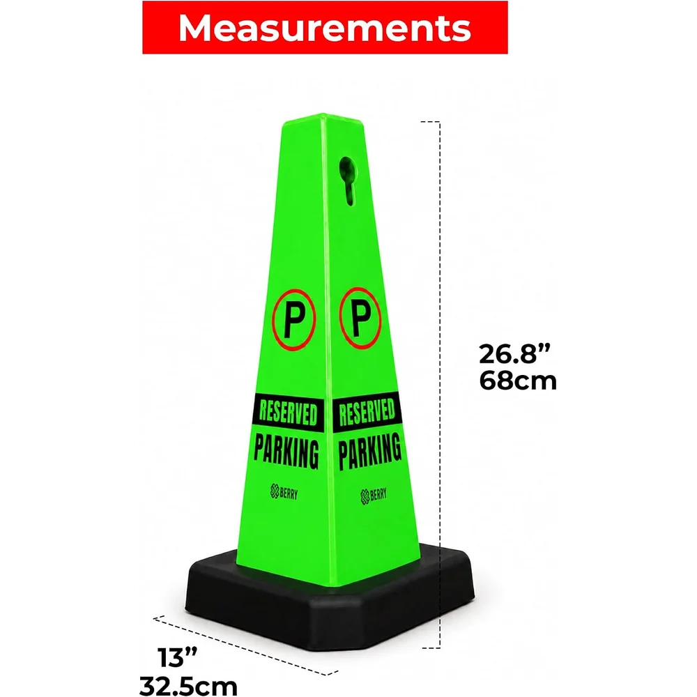 green heavy duty parking cone with weighted base for indoor and outdoor use