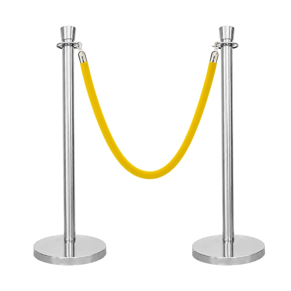 Silver Crowd Control Stanchions 100cm with 1.5m Golden Velvet Rope
