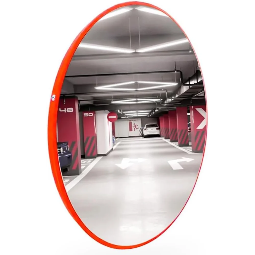 orange convex safety mirror for indoor and outdoor wide angle visibility