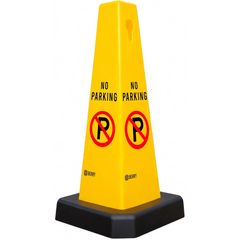 yellow no parking cone with weighted base for stable placement