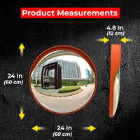 orange convex security mirror for outdoor surveillance and blind spots
