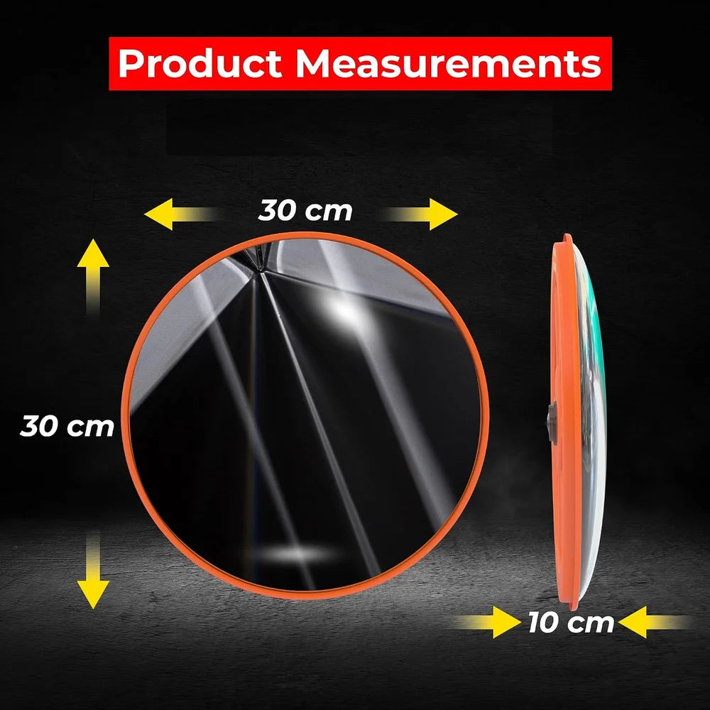 orange safety mirror for security monitoring and workplace visibility