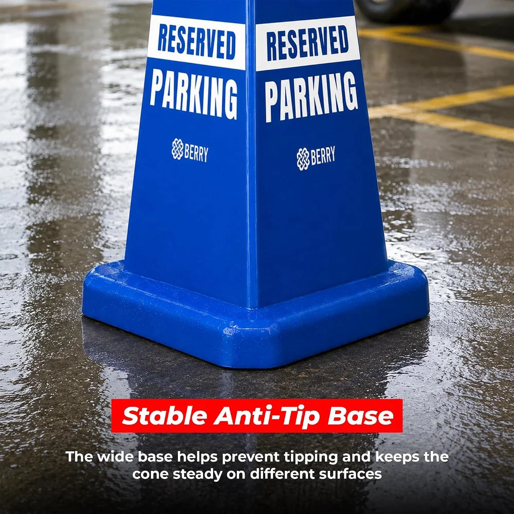 blue parking cone for disabled access and reserved parking