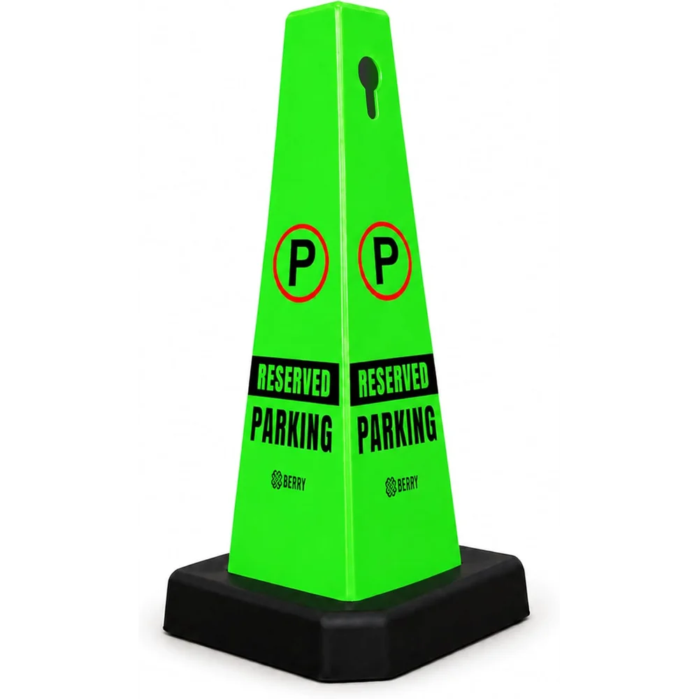 green reserved parking cone with weighted base for stable parking control