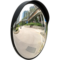 black outdoor wide angle safety convex mirror for security and visibility