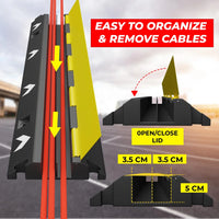 two channel cable ramp cover for protecting power and data cables