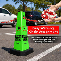 green reserved parking cone with durable weighted base for secure placement
