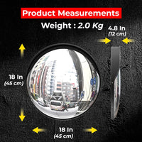 black wide angle convex mirror for outdoor safety monitoring