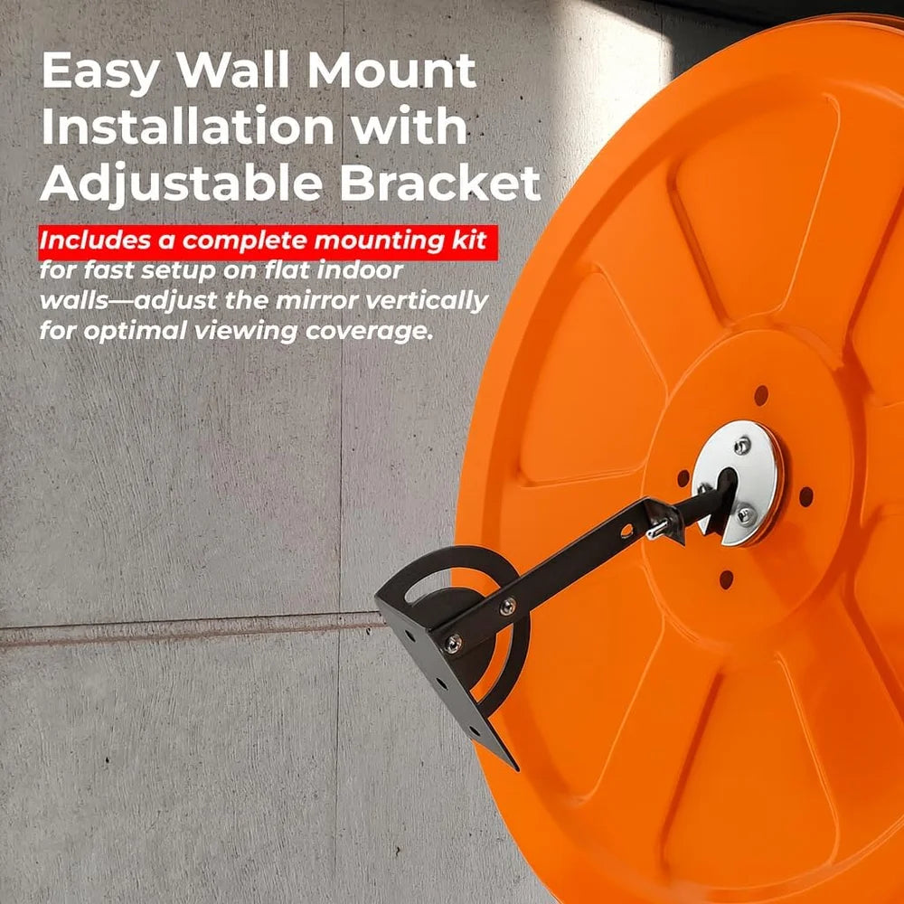 orange wide angle convex mirror for blind spot monitoring and safety