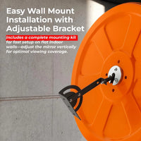 orange wide angle convex mirror for blind spot monitoring and safety