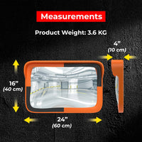 forty by sixty centimeter rectangular security mirror for blind spot monitoring and surveillance