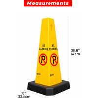 yellow no parking cone with weighted base for restricted parking areas