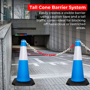 100CM Safety Cone with Weighted Base | Blue Reflective Traffic Barrier Cone