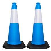 100CM Safety Cone with Weighted Base | Blue Reflective Traffic Barrier Cone