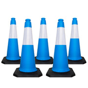 100CM Safety Cone with Weighted Base | Blue Reflective Traffic Barrier Cone