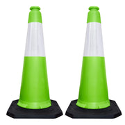 100CM Green Traffic Cone with Black Weighted Base | Reflective Road Safety Cone