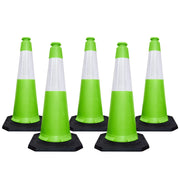 100CM Green Traffic Cone with Black Weighted Base | Reflective Road Safety Cone