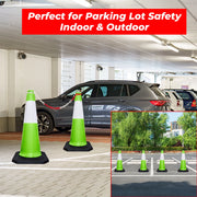 100CM Green Traffic Cone with Black Weighted Base | Reflective Road Safety Cone