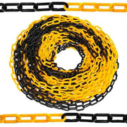 25m Yellow & Black Plastic Chain – 6mm Safety Barrier Roll
