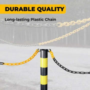 25m Yellow & Black Plastic Chain – 6mm Safety Barrier Roll
