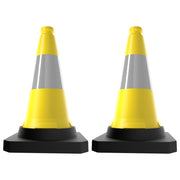 50CM Yellow Parking Barrier Cone | Reflective Traffic Safety Cone with Weighted Base