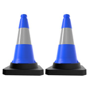 50CM Parking Barrier Cone with Weighted | Blue Reflective Traffic Cone