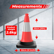 50CM Traffic Safety Cone | Red Parking Safety Cone with Black Base