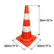 55CM Flexible PVC Traffic Cone | Orange Reflective Road Safety Cone