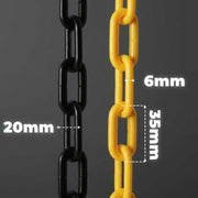 10 Meter 6MM Plastic Chain - Yellow and Black, Highly Visible Plastic Barrier Chain