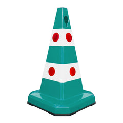 62CM Traffic Cone with Weighted Rubber Base | Green Reflective Safety Cone
