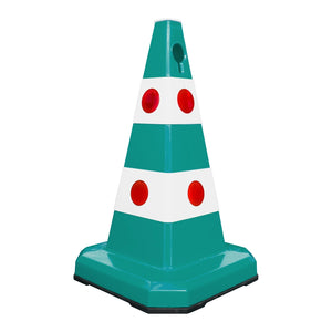 62CM Traffic Cone with Weighted Rubber Base | Green Reflective Safety Cone