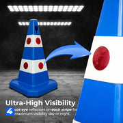 62CM Reflective Safety Cone with Weighted Rubber Base | Blue Traffic Cone