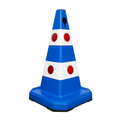 62CM Reflective Safety Cone with Weighted Rubber Base | Blue Traffic Cone