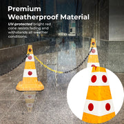 62CM Traffic Cone with Weighted Rubber Base | Yellow Reflective Parking Cone
