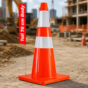 70CM Flexible PVC Road Cone | Orange Traffic Safety Cone