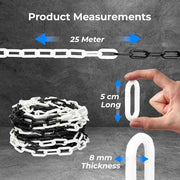 25 Meter Plastic Chain Barrier - White & Black