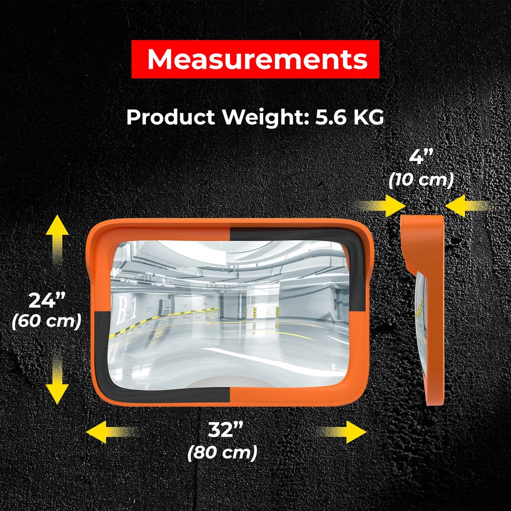 eighty centimeter black convex security mirror for indoor and outdoor surveillance and blind spot monitoring