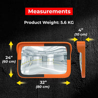 eighty centimeter black convex security mirror for indoor and outdoor surveillance and blind spot monitoring