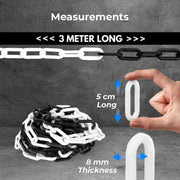 3Meter 8MM Plastic Chain Barrier - Black and White