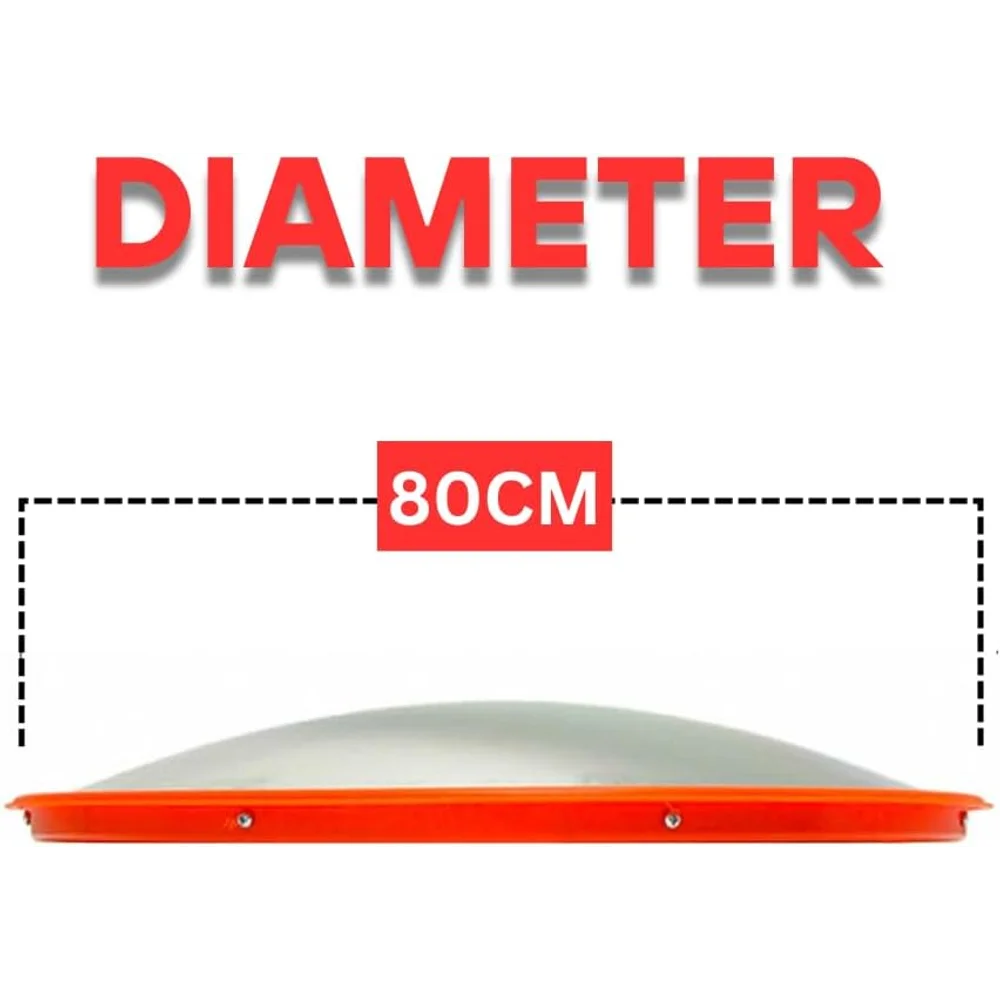 orange convex mirror for improving visibility around blind corners and pathways
